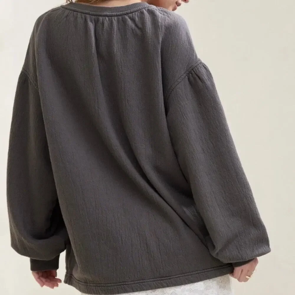 Aerie Easy Street Oversized Sweatshirt Gray Medium